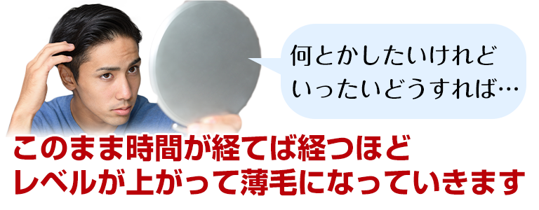 このまま時間が経てば経つほどレベルが上がって薄毛になっていきます