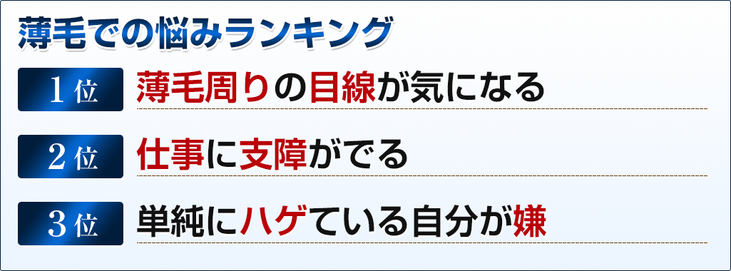 薄毛での悩みランキング