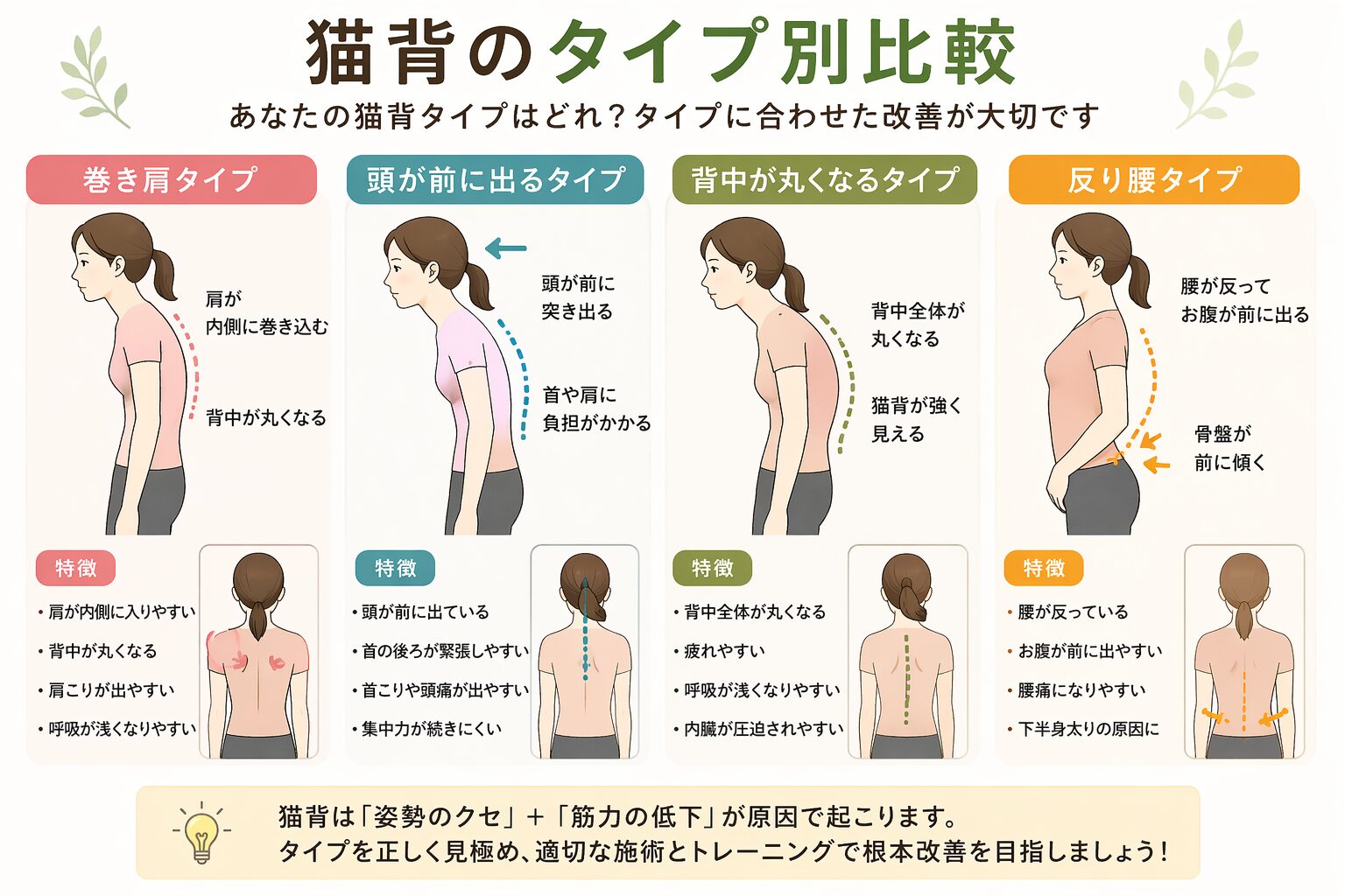 猫背のタイプ別イメージ|東近江市 猫背改善